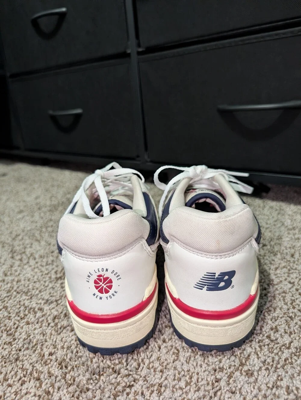 Aimé Leon Dore x New Balance 550 Leather Sneakers White Navy Red Men's Size 8